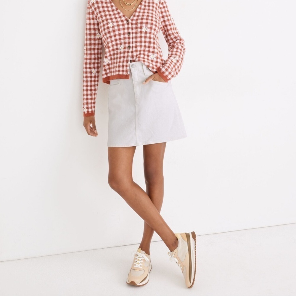 Madewell Heritage Stretch Straight Mini Skirt Tile White: Yoke-Pocket Edition